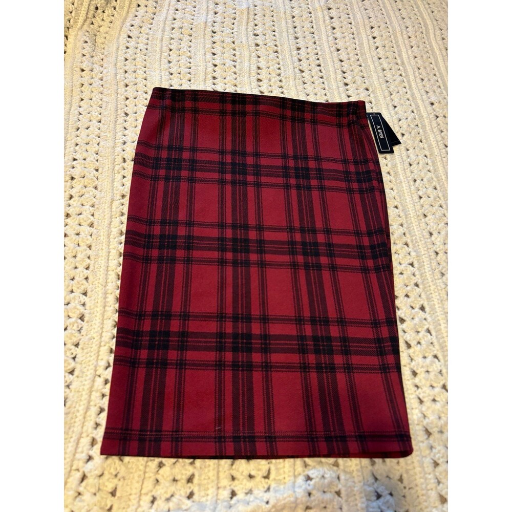 A. Byer deadstock nwt vintage y2k preppy plaid skirt stretchy XL red black USA